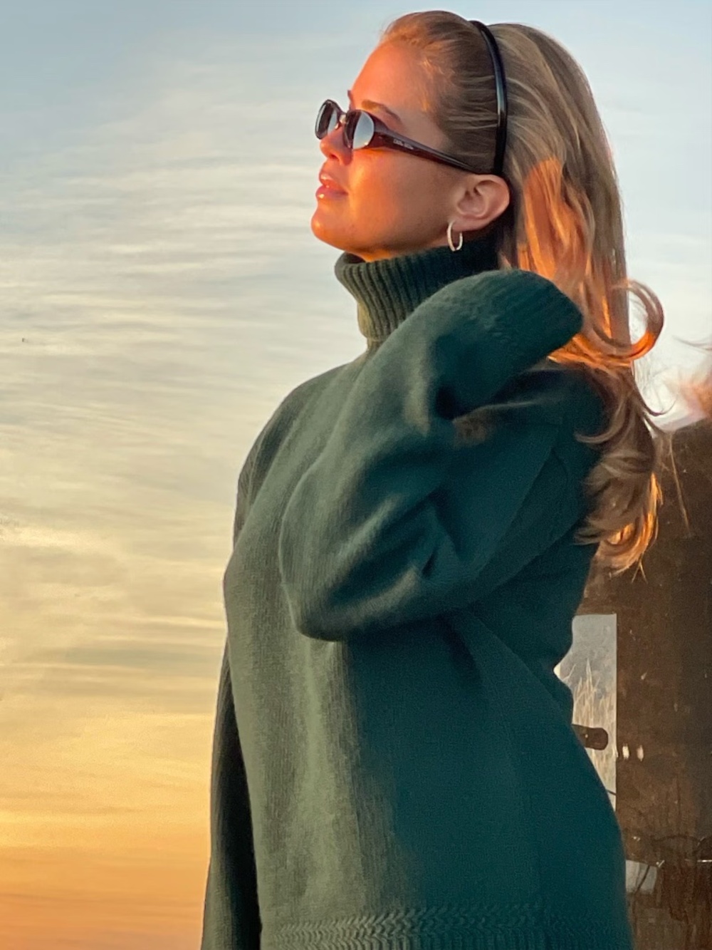 **Djerf Avenue Turtleneck Wool Sweater – Pine Green | Size S**